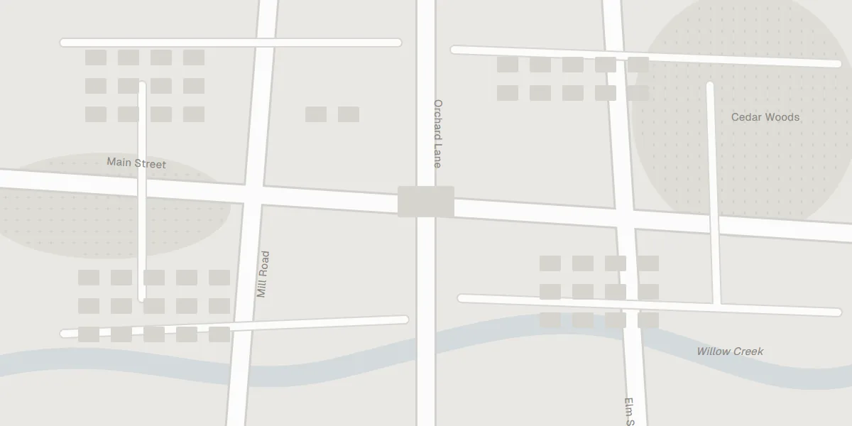 Map of Orchard Lane in Willow Creek, NY, with Bloom marked