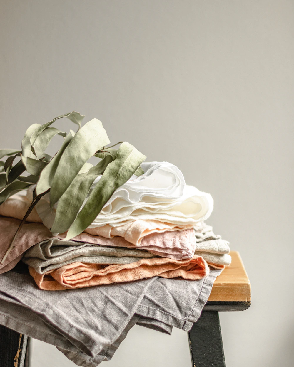 Folded linen in natural tones