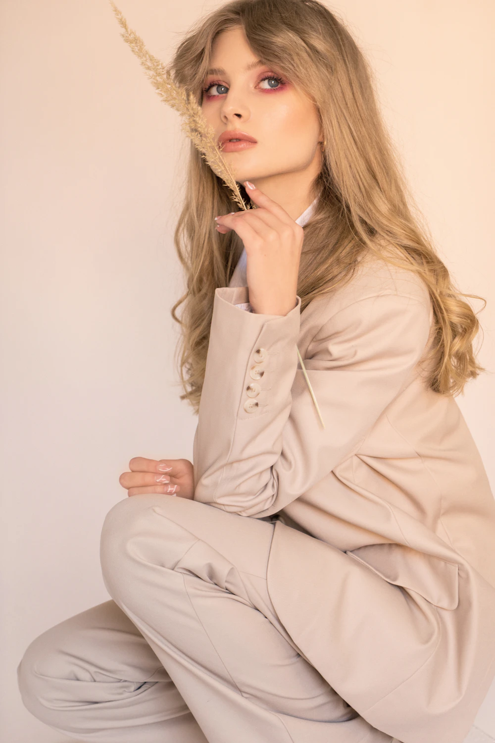 Close up of a sand linen jacket