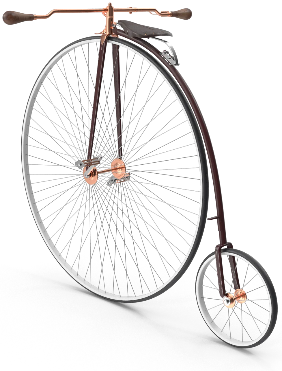 High wheel bicycle with copper fittings