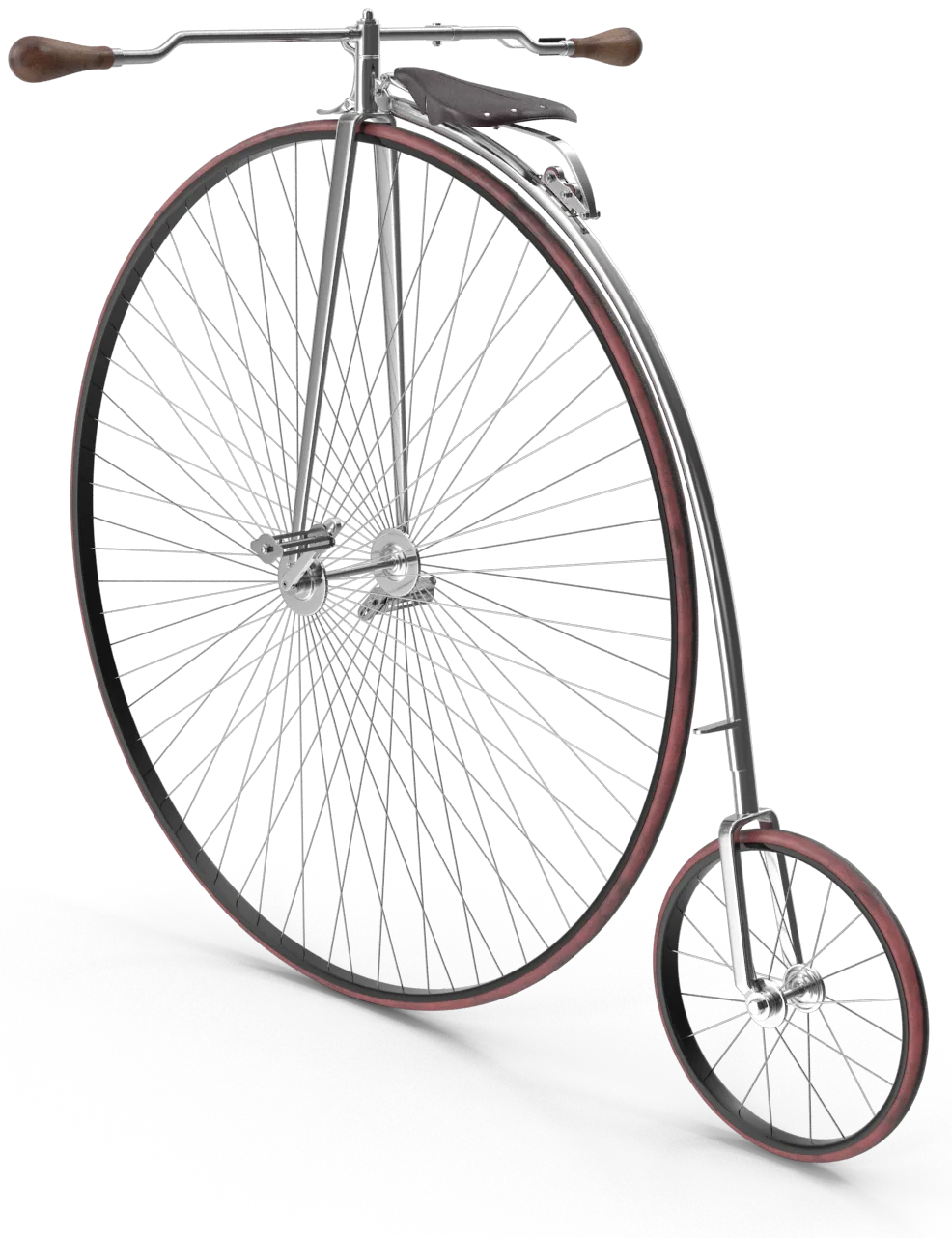 Penny farthing bicycle with a black frame